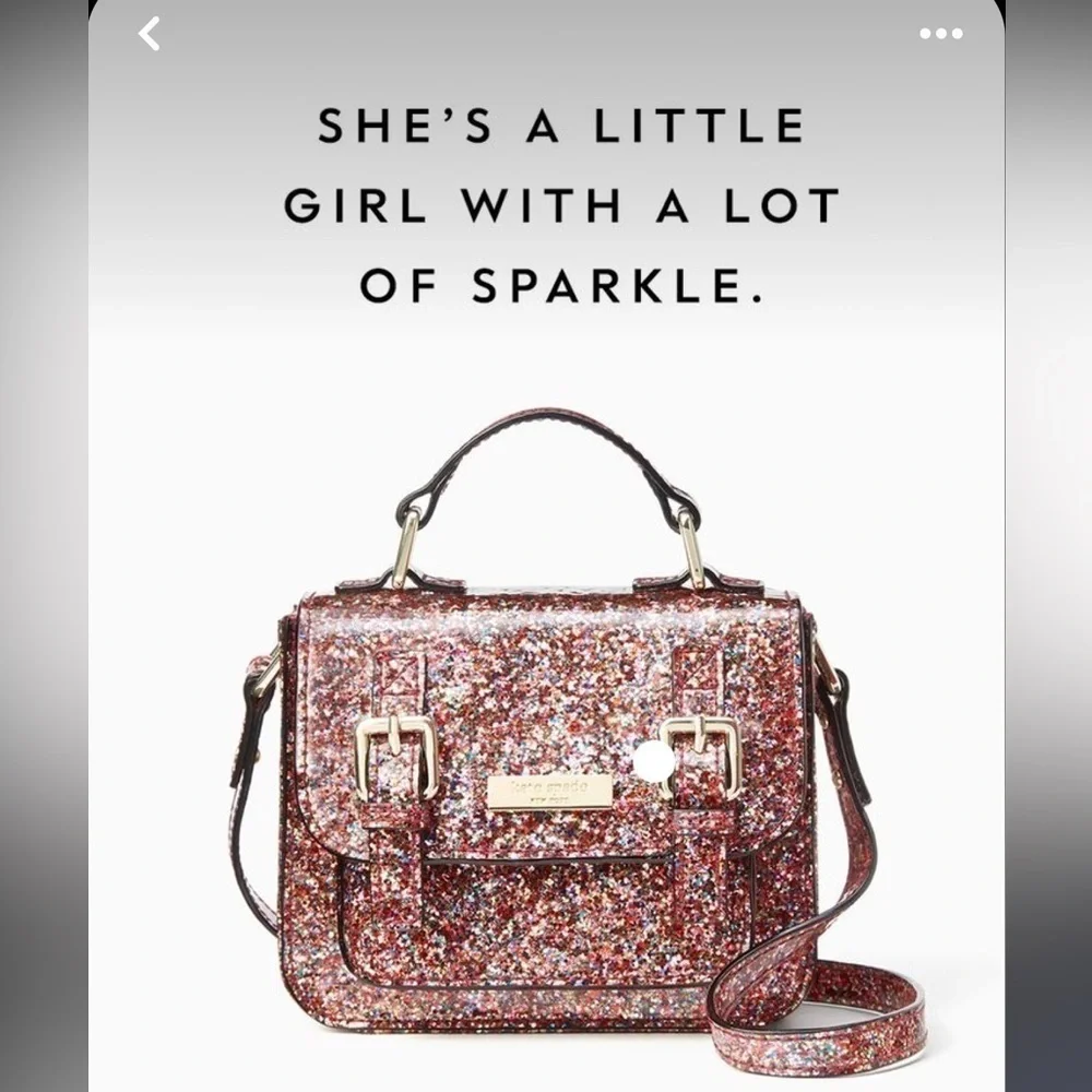 Kate Spade Little Girls GLITTER purse with crossbody strap. - Picture 2 of 10